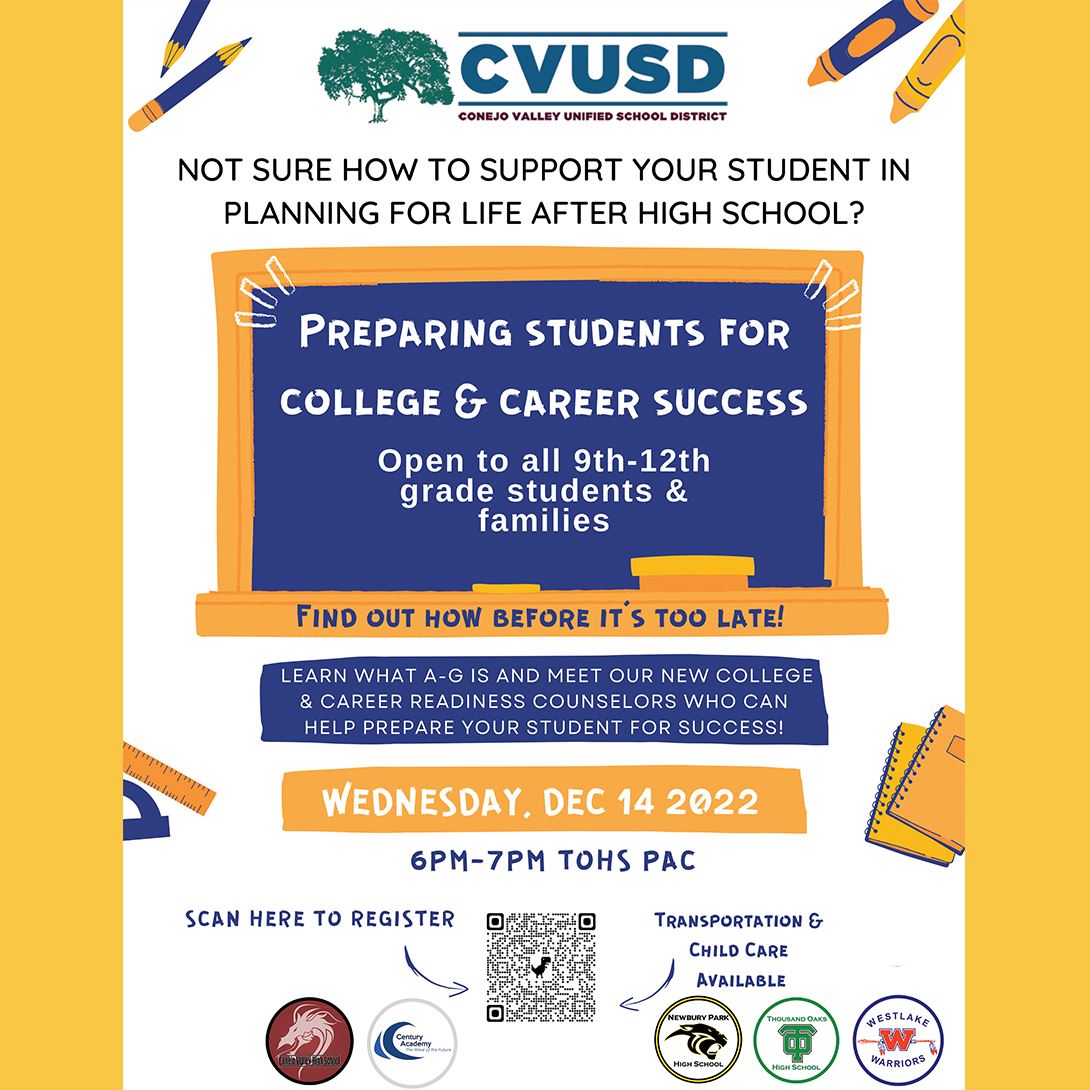  High School Families: Join Our College and Career Readiness Counselors for the “Preparing Students 